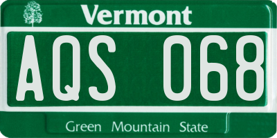 VT license plate AQS068