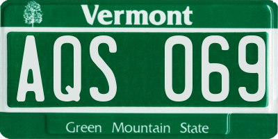VT license plate AQS069