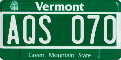 VT license plate AQS070