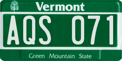 VT license plate AQS071