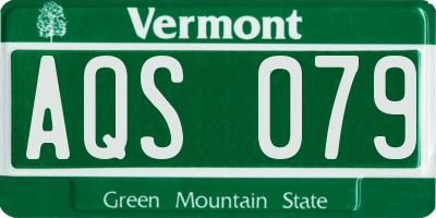 VT license plate AQS079