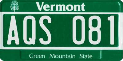 VT license plate AQS081