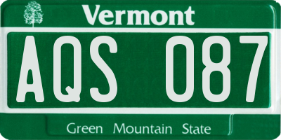 VT license plate AQS087