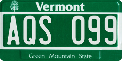 VT license plate AQS099