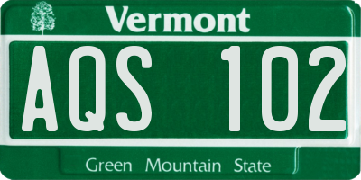 VT license plate AQS102