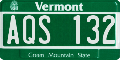 VT license plate AQS132