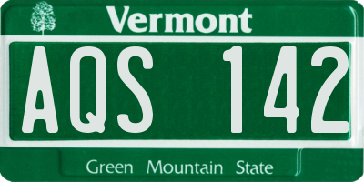 VT license plate AQS142
