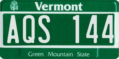 VT license plate AQS144