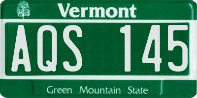 VT license plate AQS145