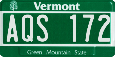 VT license plate AQS172