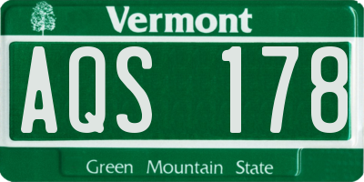 VT license plate AQS178