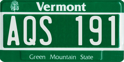 VT license plate AQS191