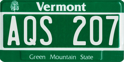 VT license plate AQS207