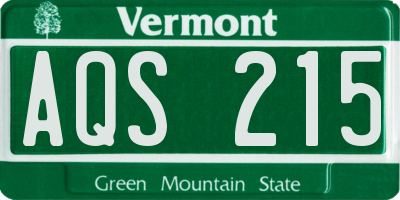 VT license plate AQS215