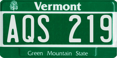 VT license plate AQS219