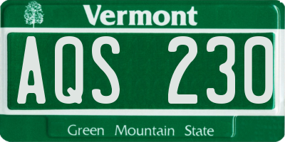 VT license plate AQS230