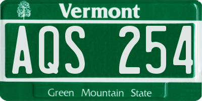 VT license plate AQS254
