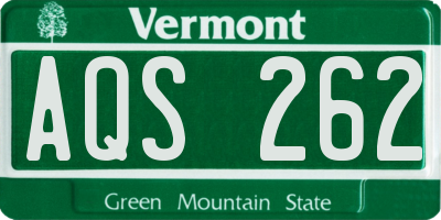 VT license plate AQS262