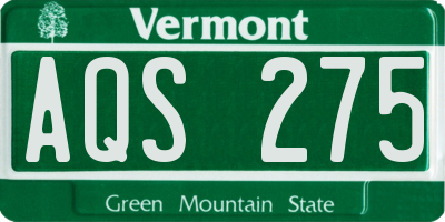VT license plate AQS275