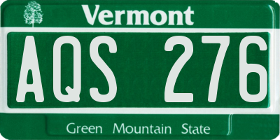 VT license plate AQS276