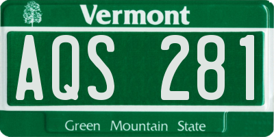 VT license plate AQS281