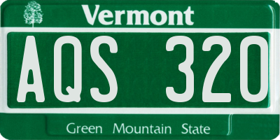 VT license plate AQS320