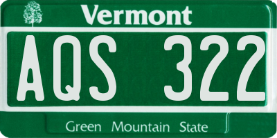 VT license plate AQS322
