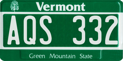 VT license plate AQS332