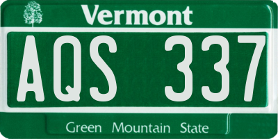 VT license plate AQS337