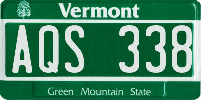 VT license plate AQS338