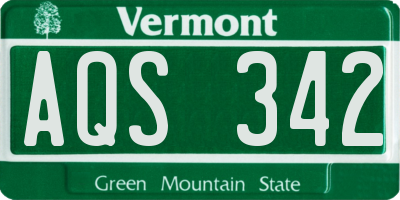 VT license plate AQS342
