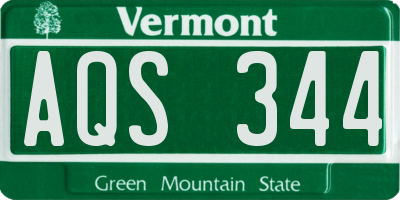 VT license plate AQS344
