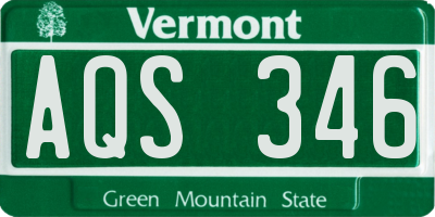 VT license plate AQS346