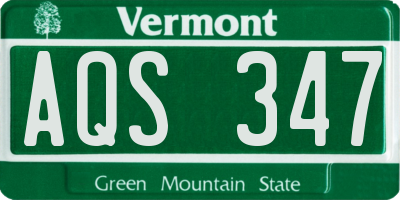 VT license plate AQS347