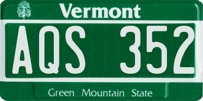 VT license plate AQS352