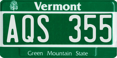 VT license plate AQS355
