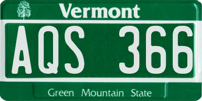 VT license plate AQS366