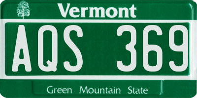 VT license plate AQS369