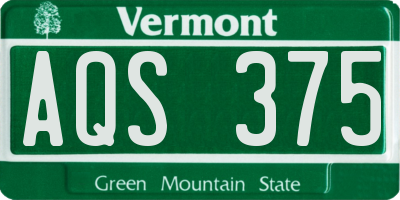 VT license plate AQS375