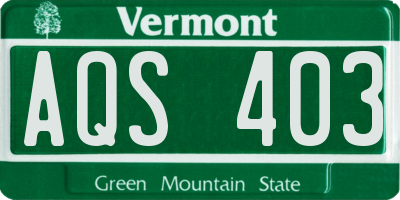 VT license plate AQS403
