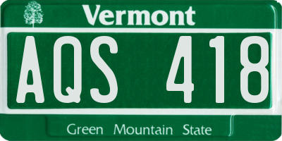 VT license plate AQS418