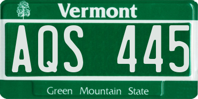 VT license plate AQS445