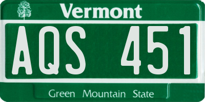 VT license plate AQS451