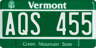 VT license plate AQS455