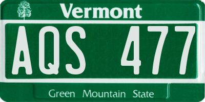 VT license plate AQS477