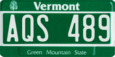 VT license plate AQS489