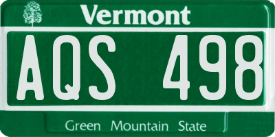 VT license plate AQS498