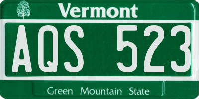 VT license plate AQS523