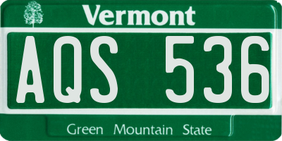 VT license plate AQS536