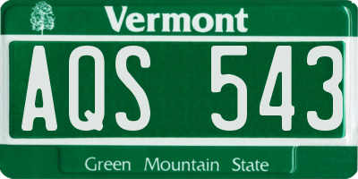 VT license plate AQS543